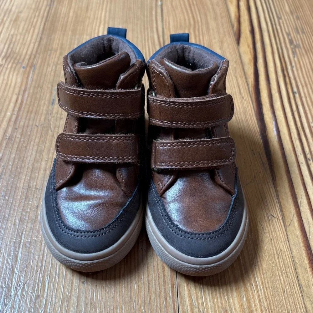 Cat & Jack High Top Sneakers Kids Brown Velcro Straps SIZE 6 - Picture 2 of 5